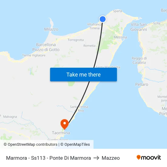 Marmora - Ss113 - Ponte Di Marmora to Mazzeo map