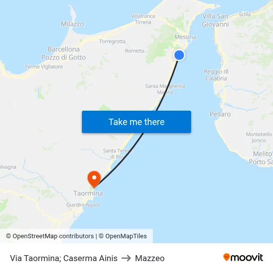 Via Taormina; Caserma Ainis to Mazzeo map