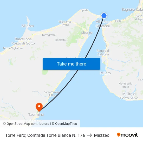 Torre Faro; Contrada Torre Bianca N. 17a to Mazzeo map