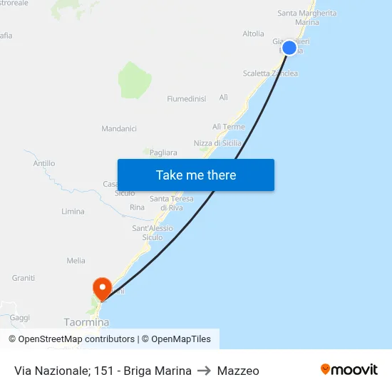 Via Nazionale; 151 - Briga Marina to Mazzeo map