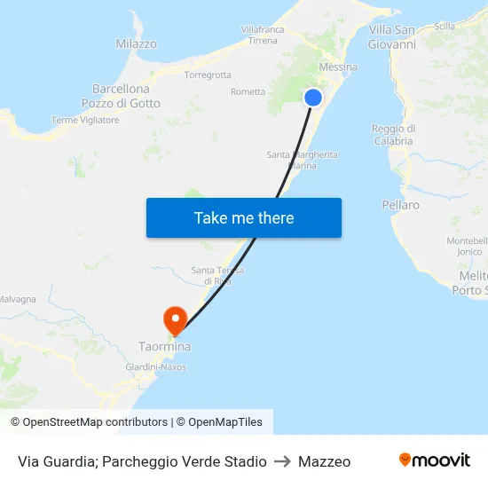 Via Guardia; Stadium Green Parking to Mazzeo map