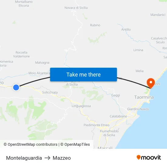 Montelaguardia to Mazzeo map