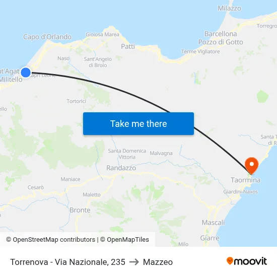 Torrenova - Via Nazionale, 235 to Mazzeo map