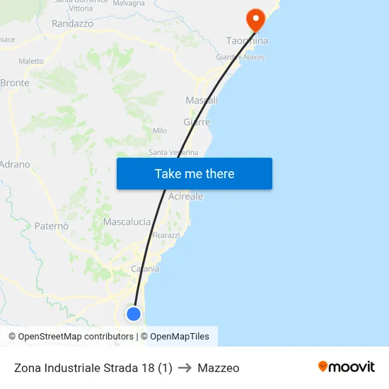 Zona Industriale Strada 18 (1) to Mazzeo map