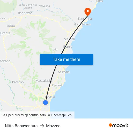 Nitta Bonaventura to Mazzeo map