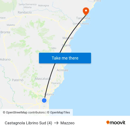 Castagnola Librino Sud (4) to Mazzeo map