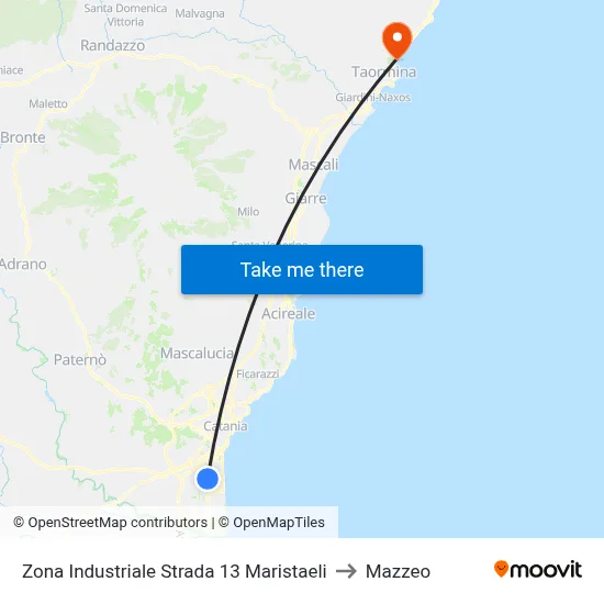 Zona Industriale Strada 13 Maristaeli to Mazzeo map