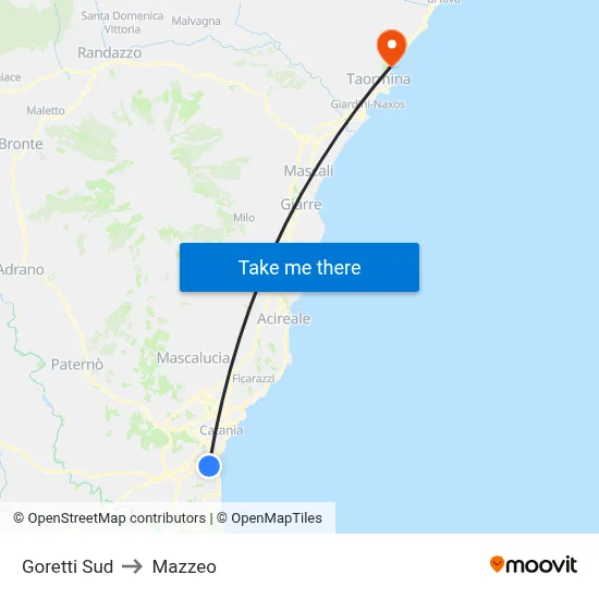 Goretti Sud to Mazzeo map