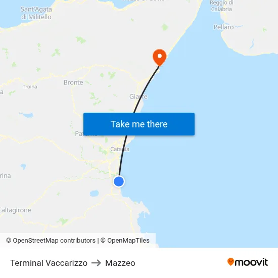 Terminal Vaccarizzo to Mazzeo map