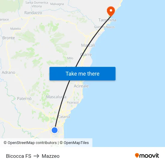Bicocca FS to Mazzeo map
