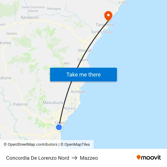 Concordia De Lorenzo Nord to Mazzeo map