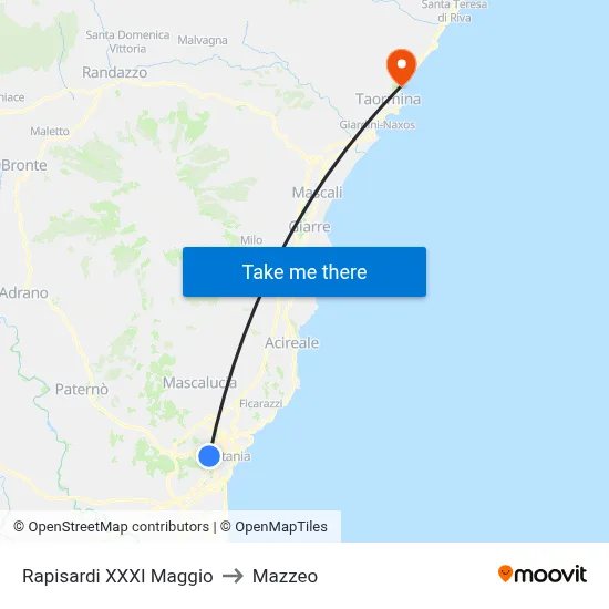 Rapisardi XXXI Maggio to Mazzeo map