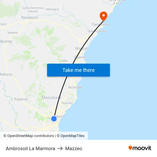 Ambrosoli La Marmora to Mazzeo map