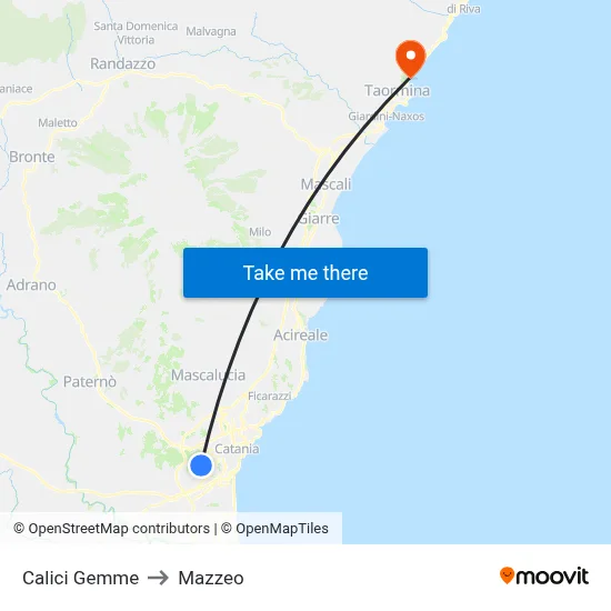 Calici Gemme to Mazzeo map