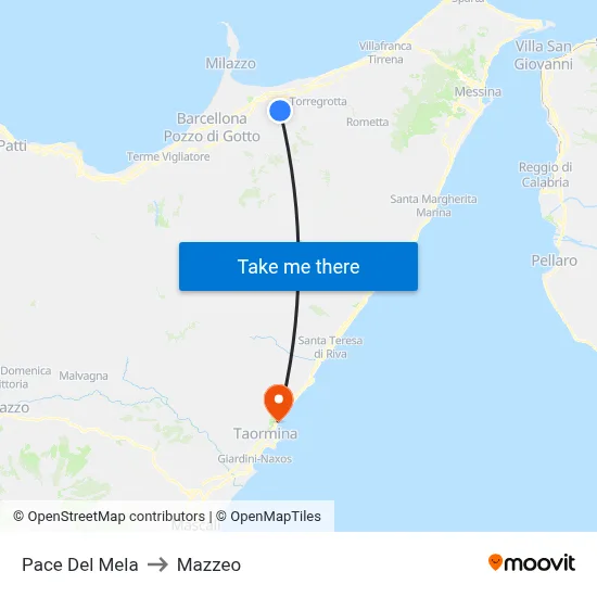 Pace Del Mela to Mazzeo map