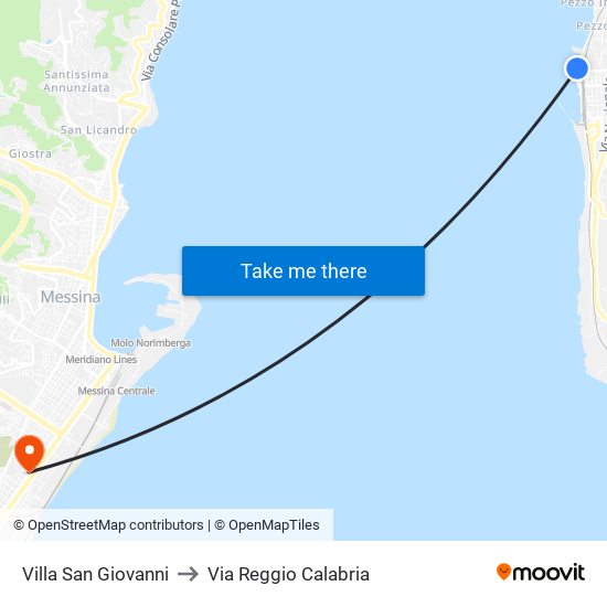 Villa San Giovanni to Via Reggio Calabria map