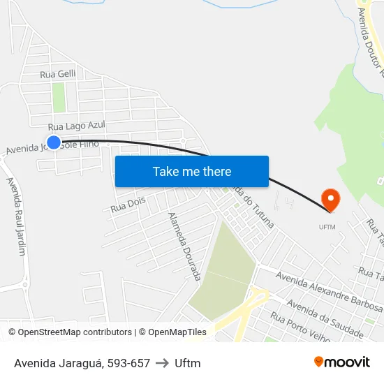 Avenida Jaraguá, 593-657 to Uftm map