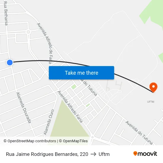 Rua Jaime Rodrigues Bernardes, 220 to Uftm map