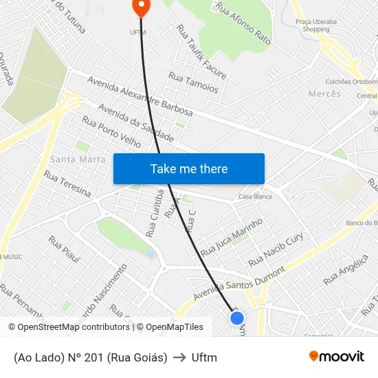 (Ao Lado) Nº 201 (Rua Goiás) to Uftm map