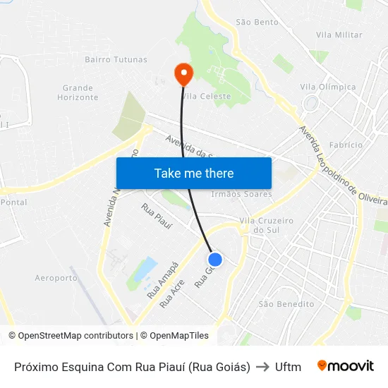 Próximo Esquina Com Rua Piauí (Rua Goiás) to Uftm map