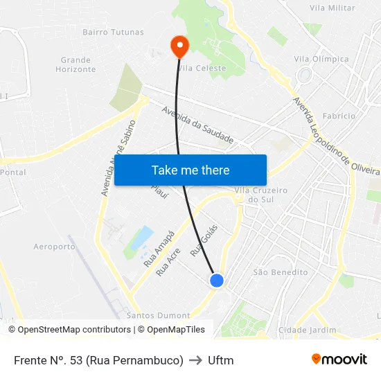 Frente Nº. 53 (Rua Pernambuco) to Uftm map