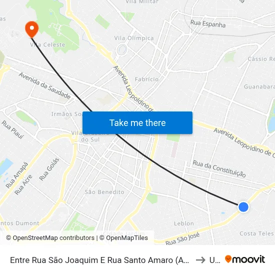 Entre Rua São Joaquim E Rua Santo Amaro (Av. Orlando Rodrigues Da Cunha) to Uftm map