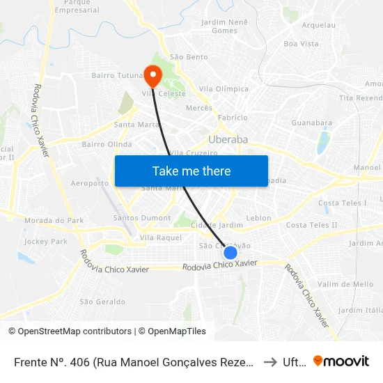 Frente Nº. 406 (Rua Manoel Gonçalves Rezende) to Uftm map