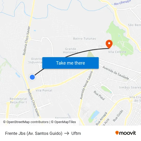 Frente Jbs (Av. Santos Guido) to Uftm map