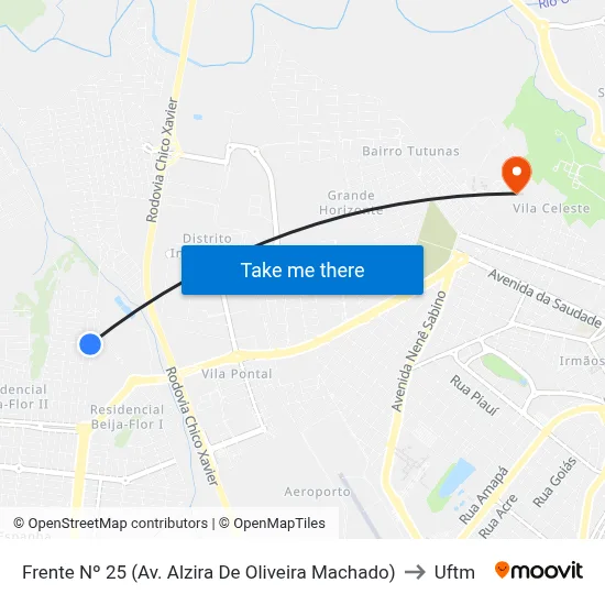Frente Nº 25 (Av. Alzira De Oliveira Machado) to Uftm map
