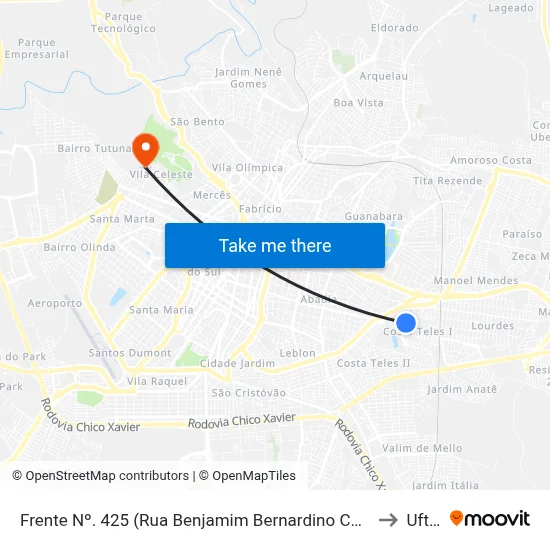 Frente Nº. 425 (Rua Benjamim Bernardino Costa) to Uftm map