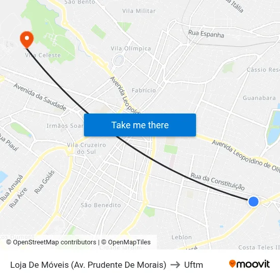 Loja De Móveis (Av. Prudente De Morais) to Uftm map