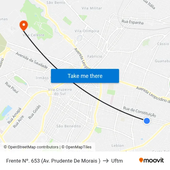 Frente Nº. 653 (Av. Prudente De Morais ) to Uftm map