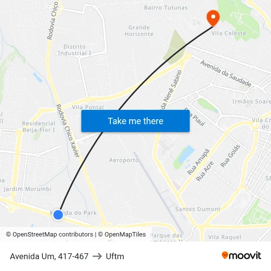 Avenida Um, 417-467 to Uftm map