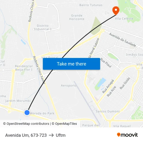 Avenida Um, 673-723 to Uftm map