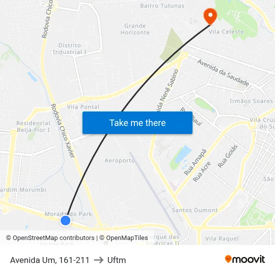 Avenida Um, 161-211 to Uftm map