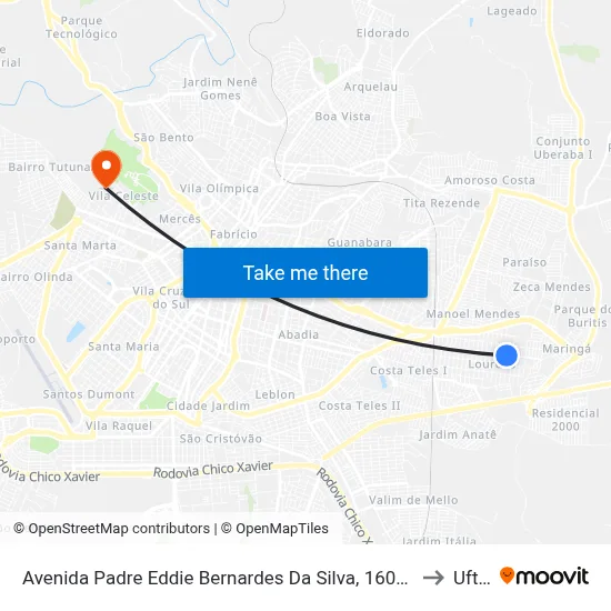 Avenida Padre Eddie Bernardes Da Silva, 1600-1676 to Uftm map