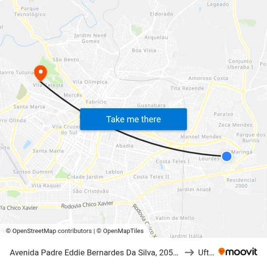 Avenida Padre Eddie Bernardes Da Silva, 2058-2108 to Uftm map