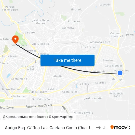 Abrigo Esq. C/ Rua Laís Caetano Costa (Rua João Roque Luz - Antiga Rua 4) to Uftm map