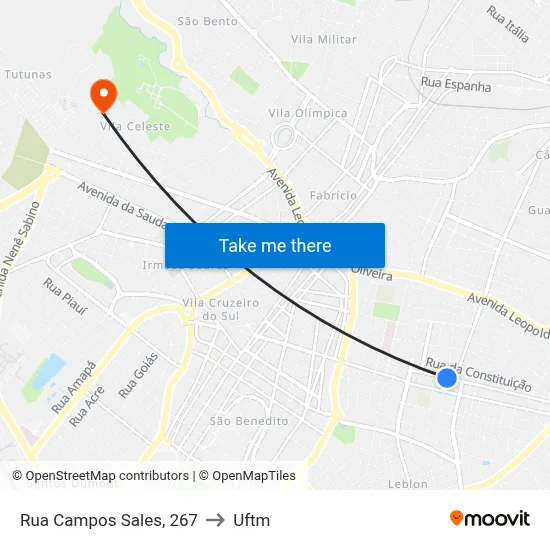 Rua Campos Sales, 267 to Uftm map