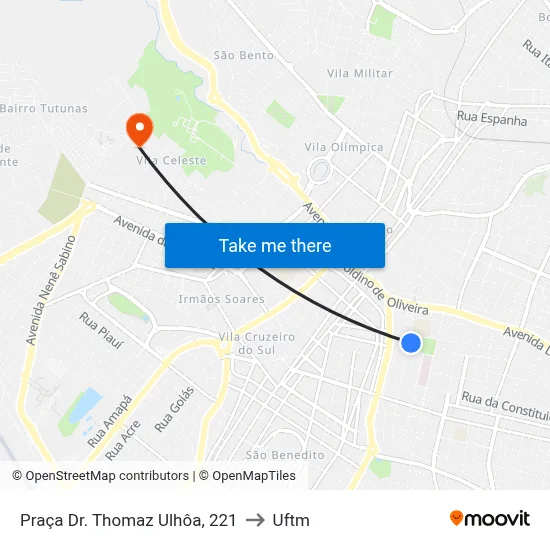 Praça Dr. Thomaz Ulhôa, 221 to Uftm map