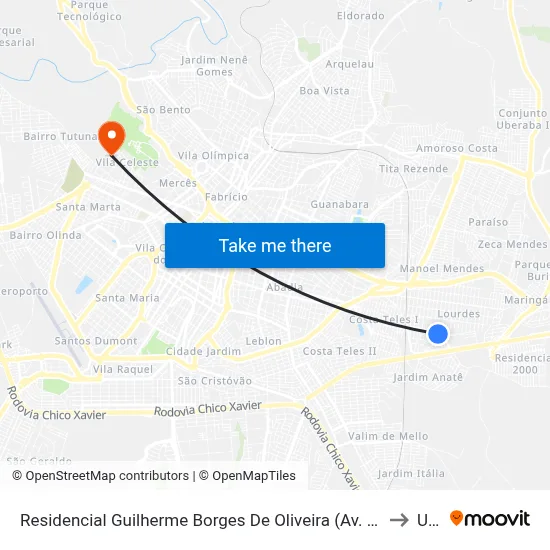 Residencial Guilherme Borges De Oliveira (Av. Nabor Abadio De Oliveira) to Uftm map