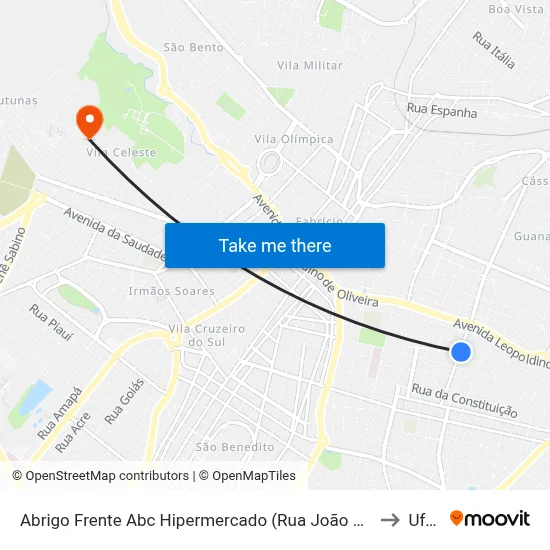 Abrigo Frente Abc Hipermercado (Rua João Alfredo) to Uftm map