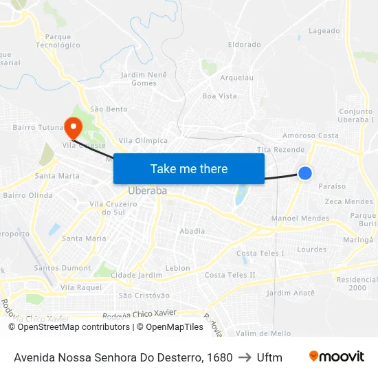 Avenida Nossa Senhora Do Desterro, 1680 to Uftm map