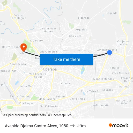 Avenida Djalma Castro Alves, 1080 to Uftm map