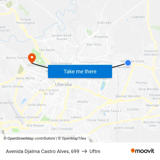 Avenida Djalma Castro Alves, 699 to Uftm map