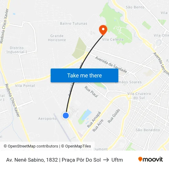 Av. Nenê Sabino, 1832 | Praça Pôr Do Sol to Uftm map