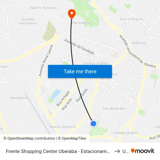 Frente Shopping Center Uberaba - Estacionamento Tabapuã (Av. Barão Do Rio Branco) to Uftm map