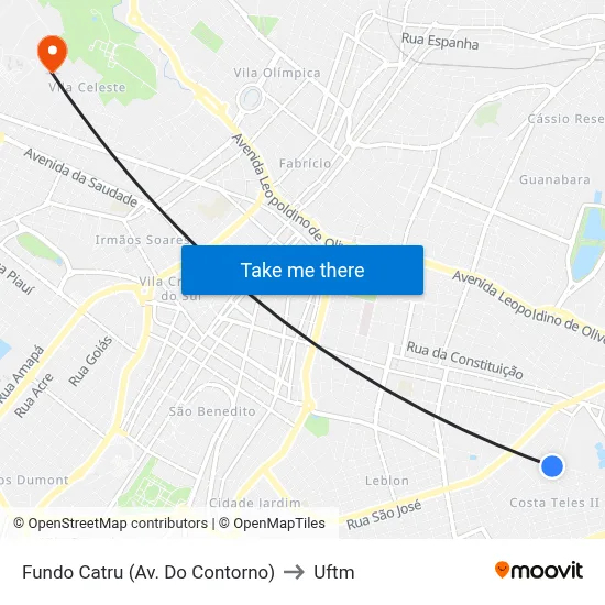 Fundo Catru (Av. Do Contorno) to Uftm map