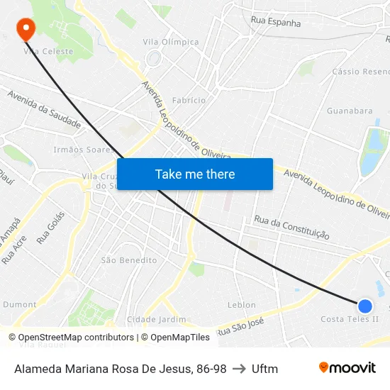Alameda Mariana Rosa De Jesus, 86-98 to Uftm map