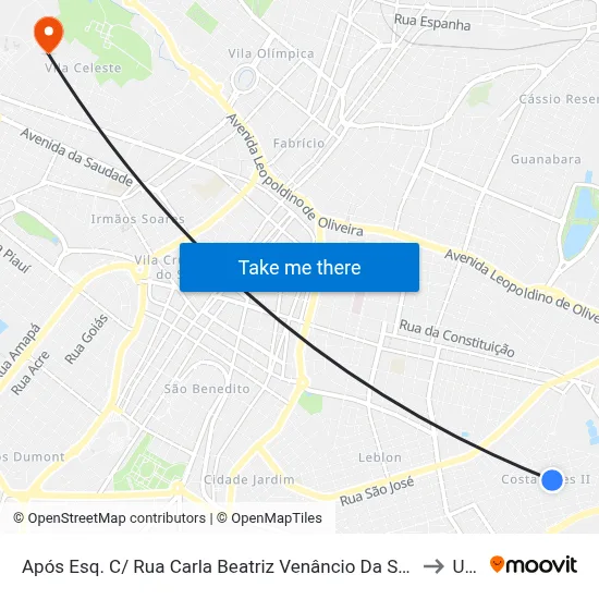 Após Esq. C/ Rua Carla Beatriz Venâncio Da Silva (Praça Lago Azul) to Uftm map